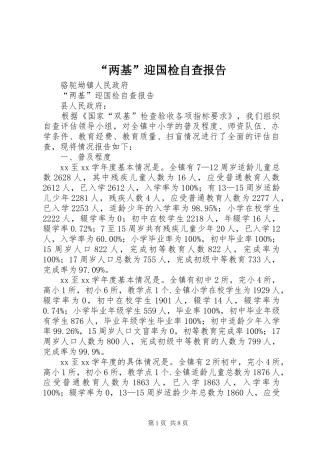 “两基”迎国检自查报告