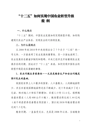 课堂论文：“十二五”期间如何实现中国农业转型升级(XXXX1228)