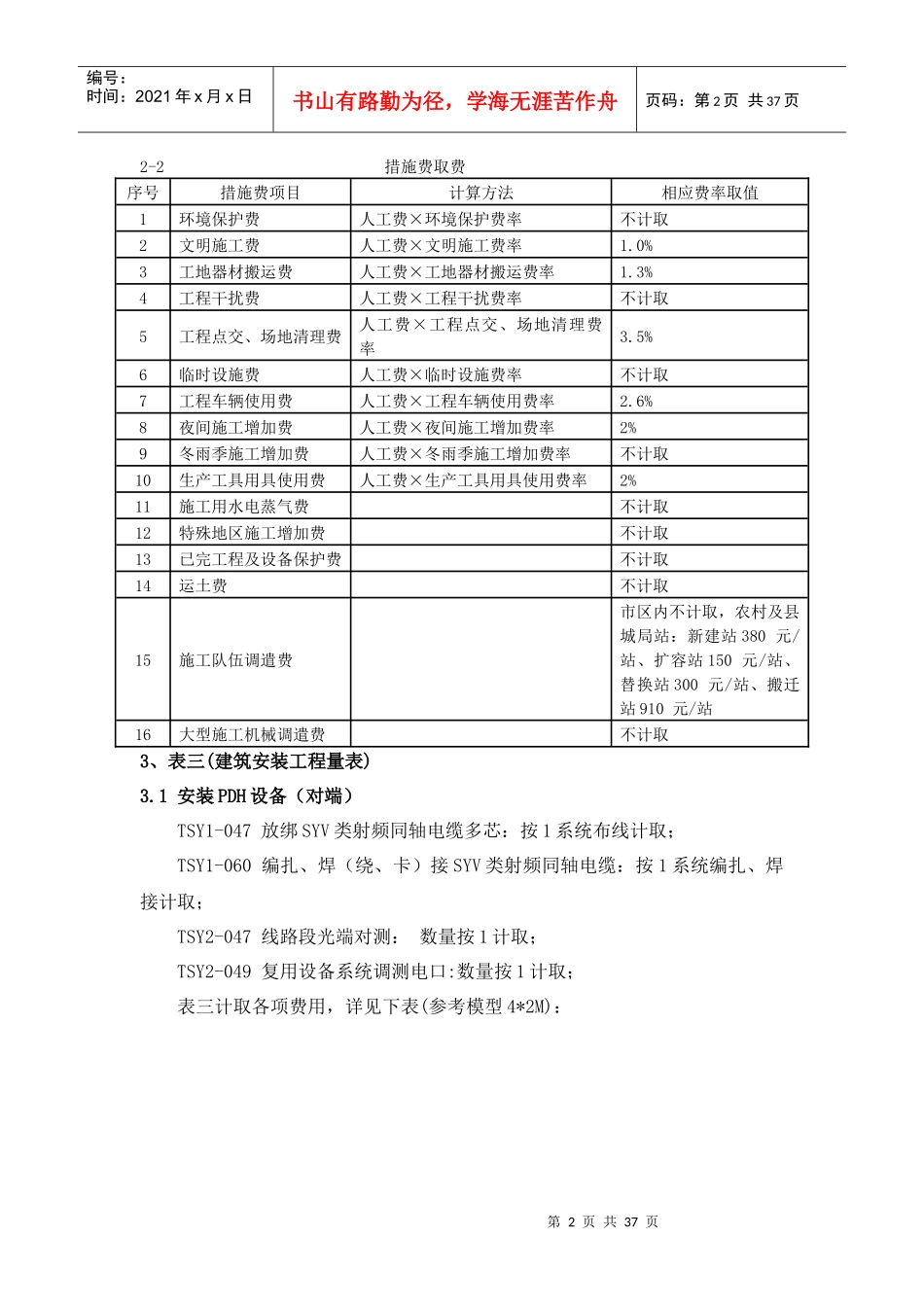 通信工程概算、预算取费说明(传输设备部分)_第2页