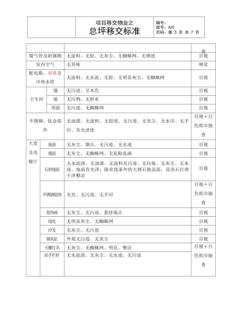 项目移交物业之保洁开荒移交标准_第3页