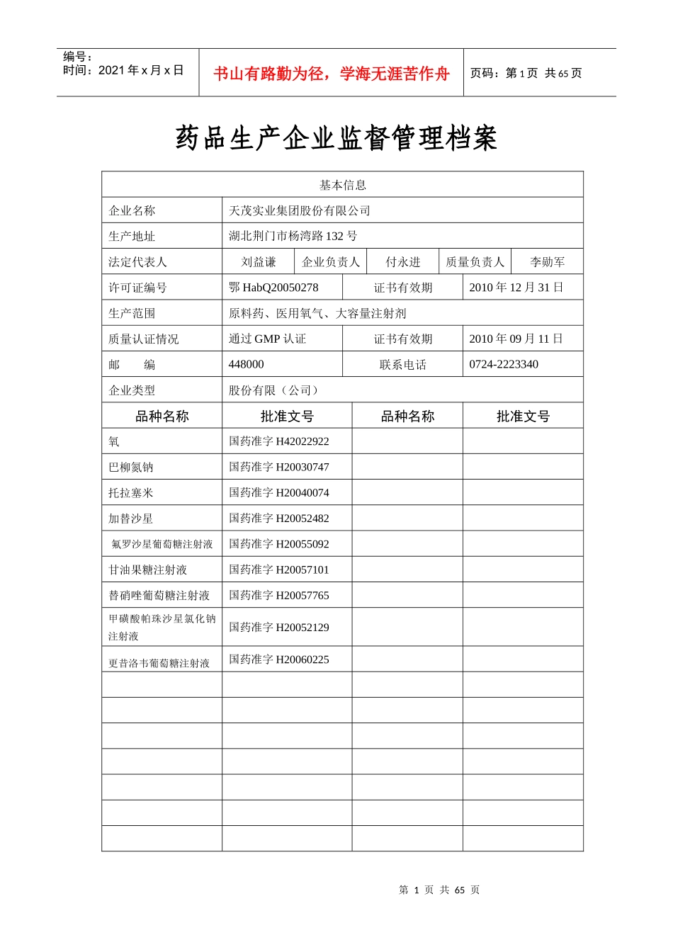 药品生产企业监督管理档案_第1页