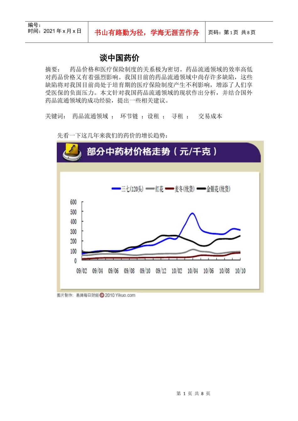 谈中国药价备份_第1页
