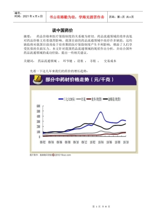 谈中国药价备份