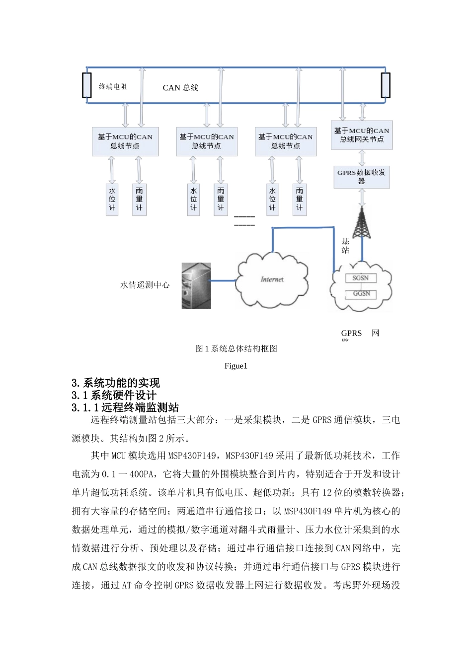 基于GPRS与CAN总线的水情智能监测系统的设计与实现15598_第3页