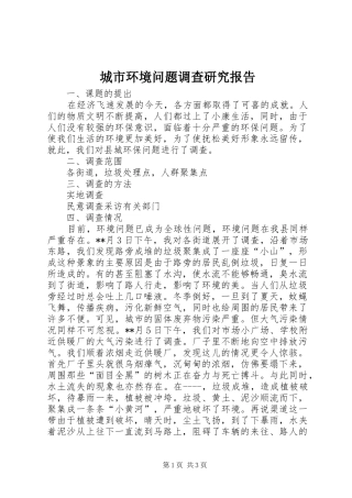城市环境问题调查研究报告