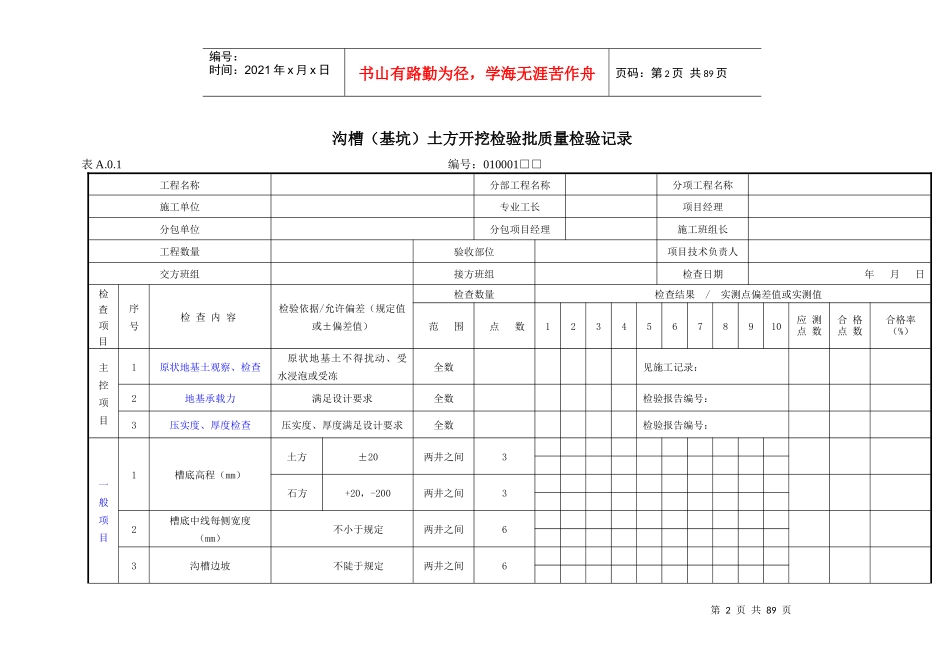 给水排水管道工程施工及验收全部检验批表格_第2页