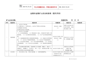 金属非金属矿山安全检查表（露天开采）