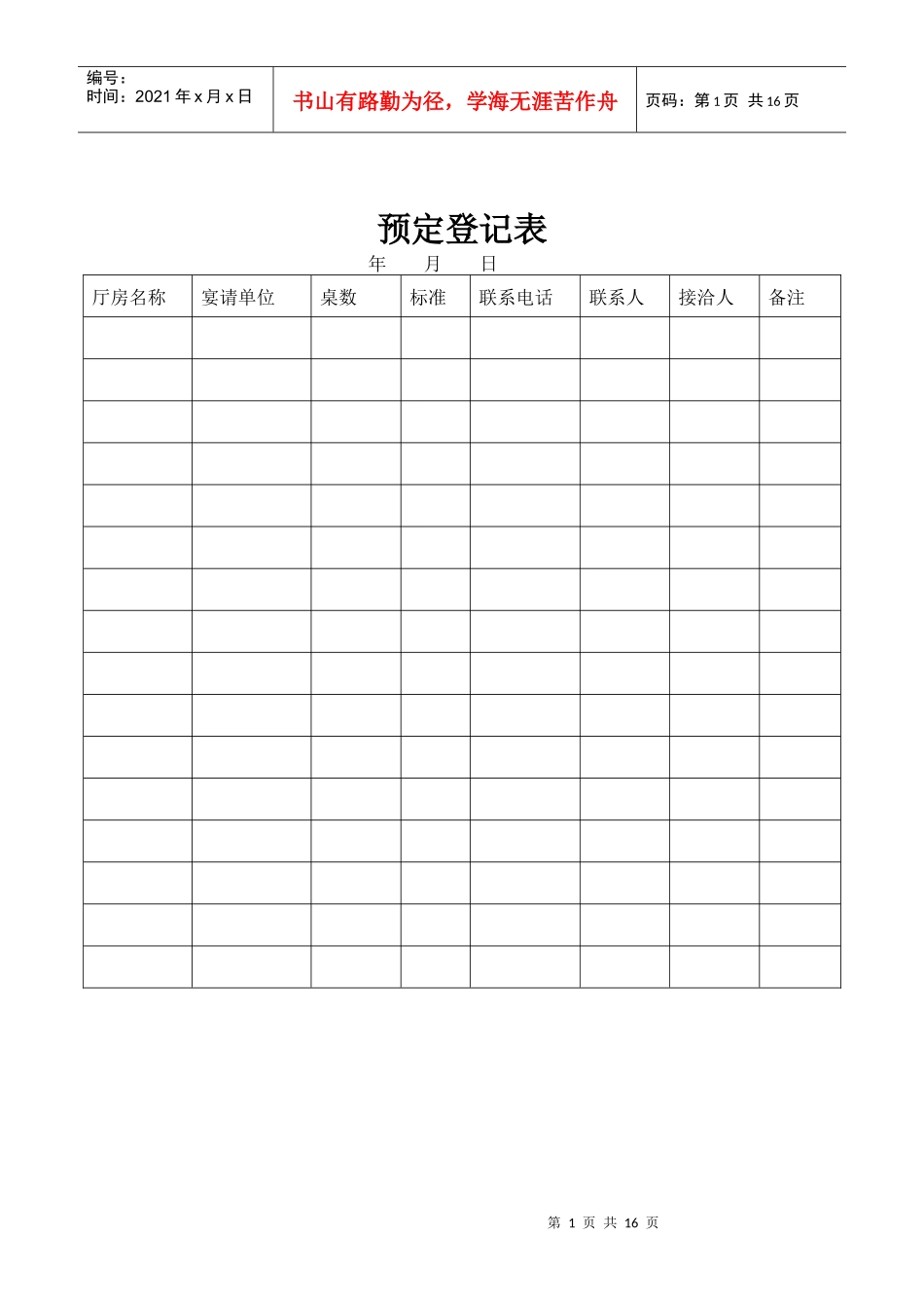 餐饮部表格(更改后)_第1页