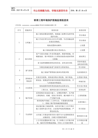 铁塔工程环境保护措施监理检查表1