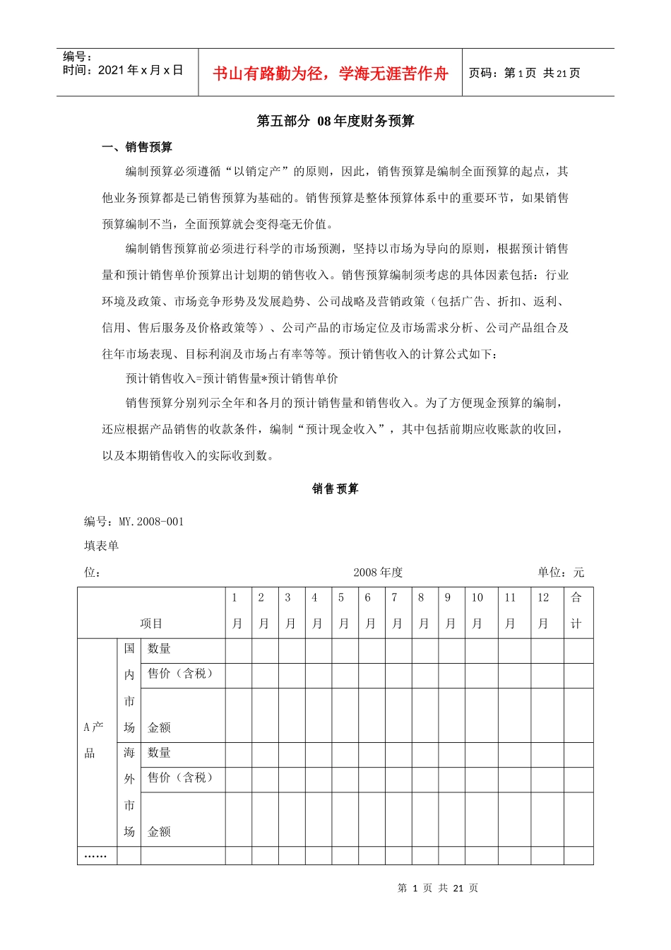 纺织企业财务预算_第1页