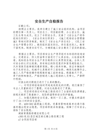 安全生产自检报告
