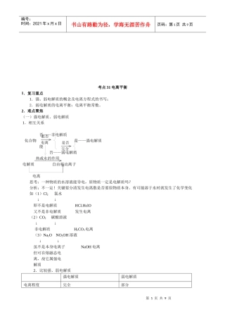 电离平衡相关知识