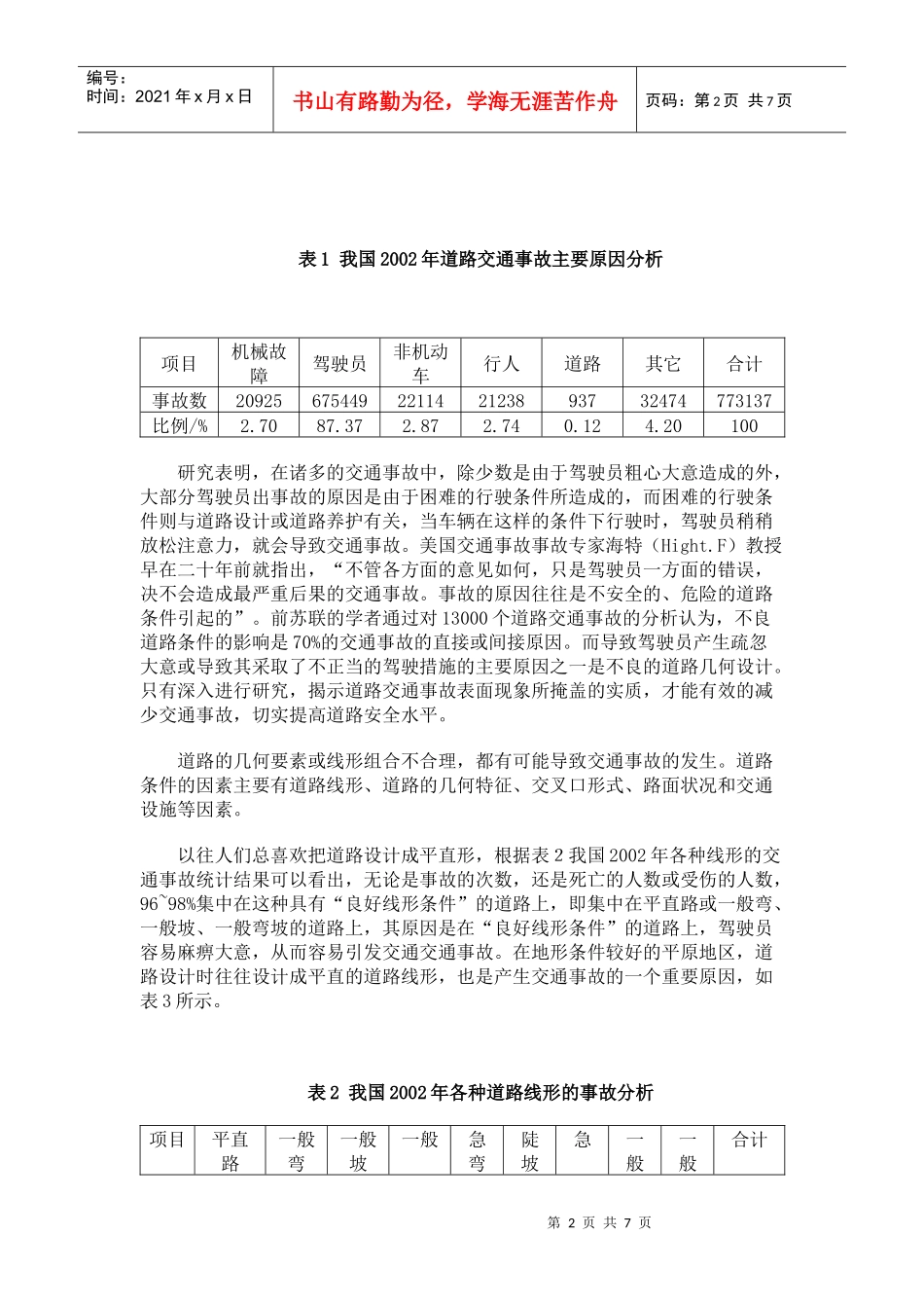 道路几何线性对交通安全的分析_第2页