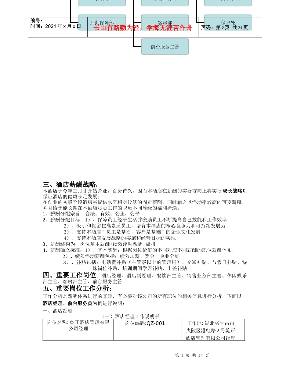 酒店管理有限公司薪酬设计_第2页