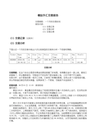 模拟外汇交易报告