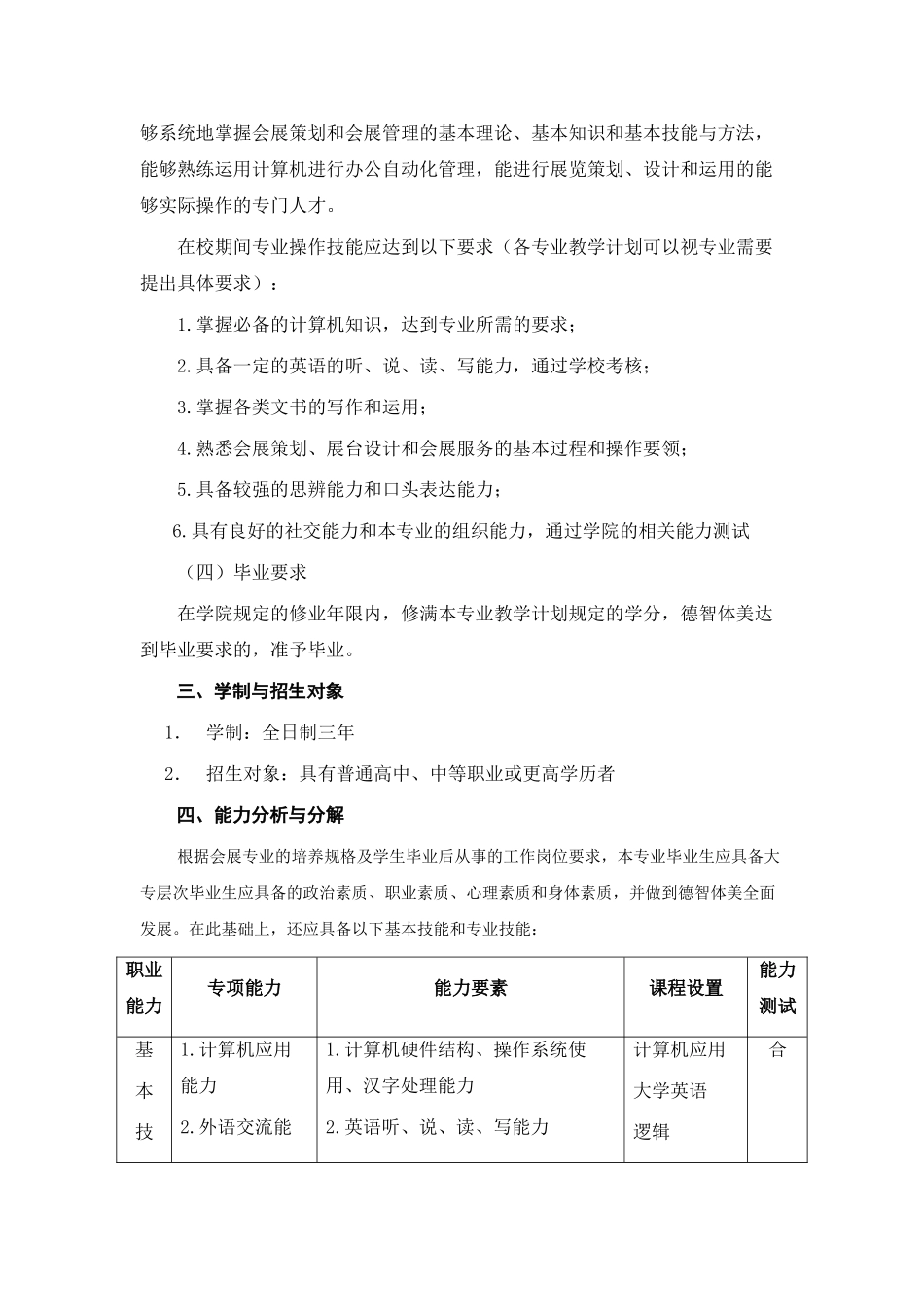 会展策划与管理专业培养方案3_第2页