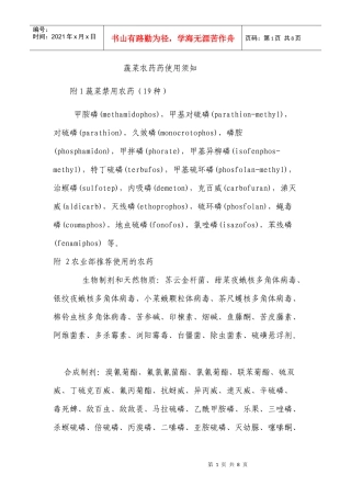 蔬菜农药药使用须知