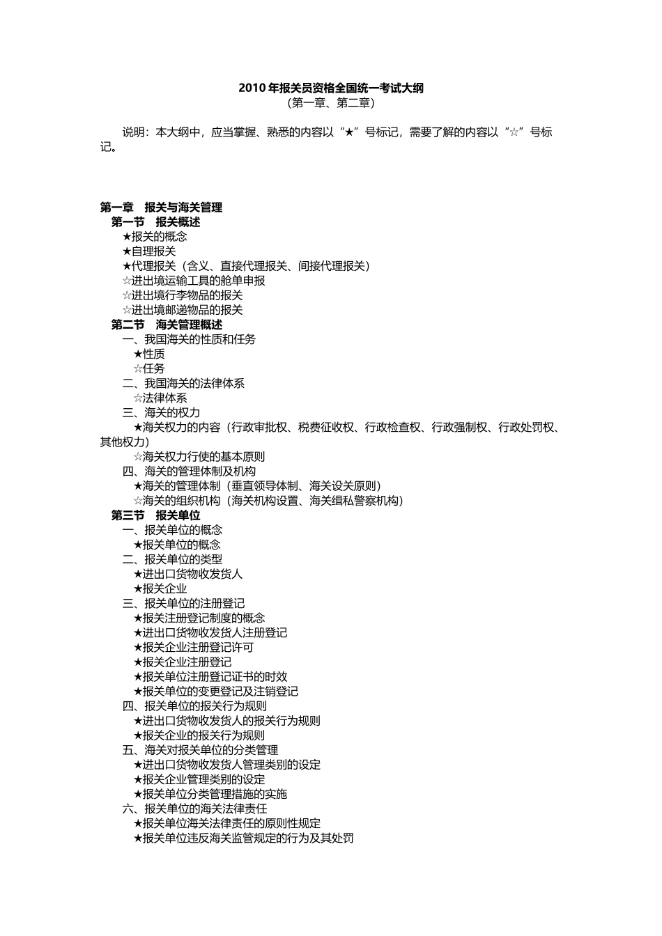 某某年报关员资格全国统一考试大纲_第1页