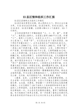XX县区情和组织工作汇报