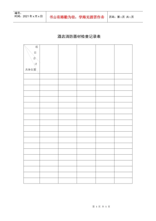 酒店消防器材检查记录表