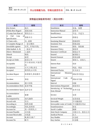 货物保险鉴定常用词汇