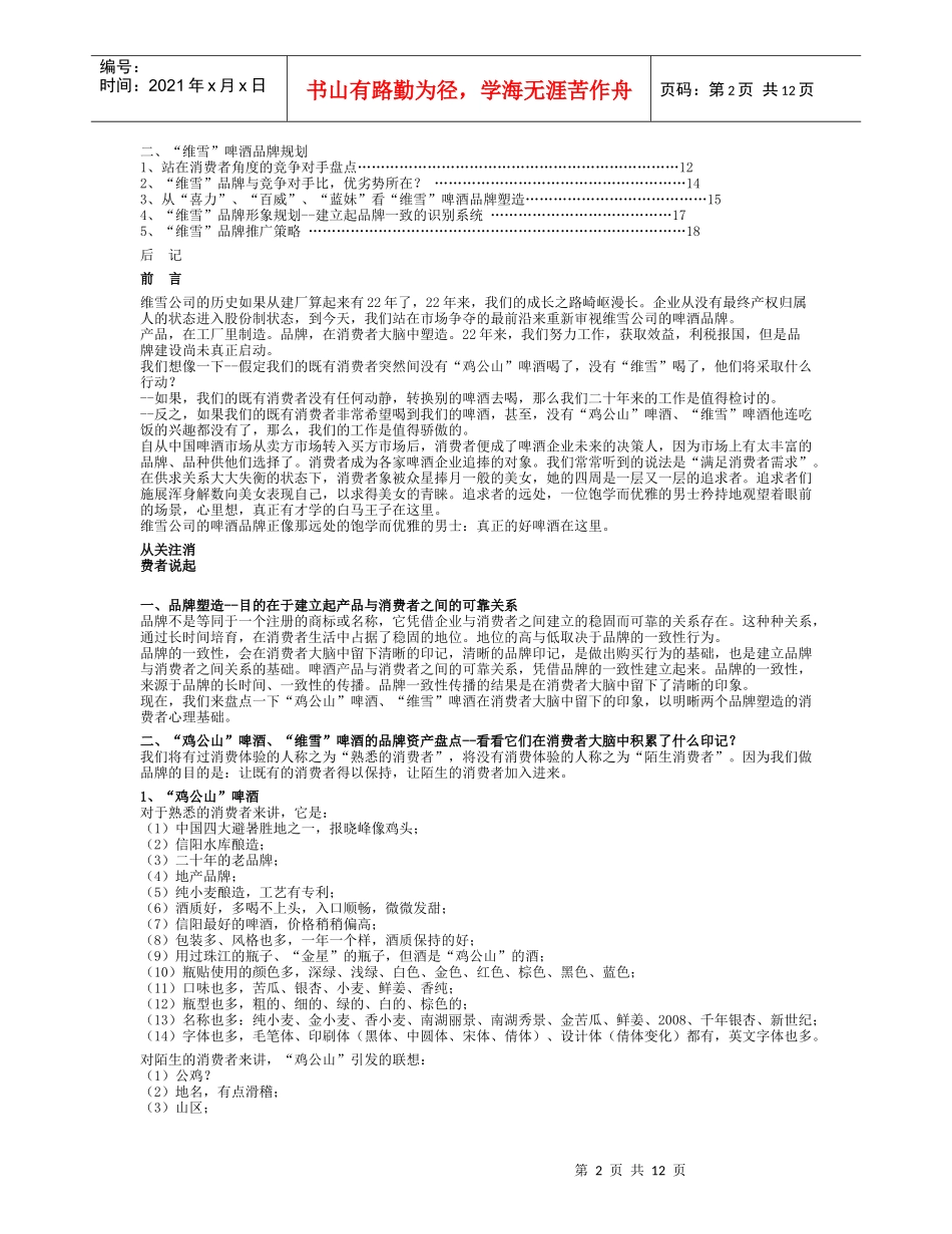 维雪啤酒品牌规划案例_第2页