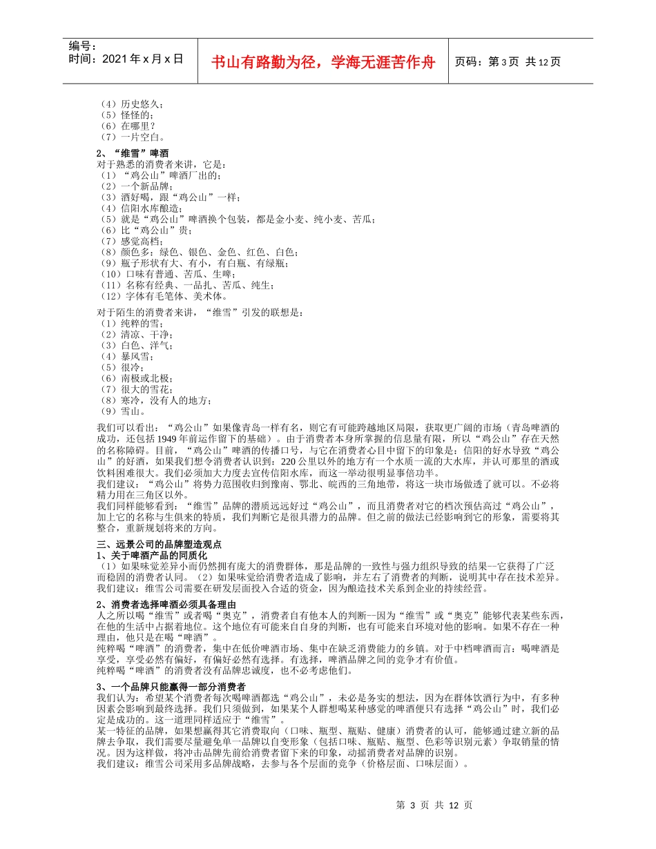 维雪啤酒品牌规划案例_第3页