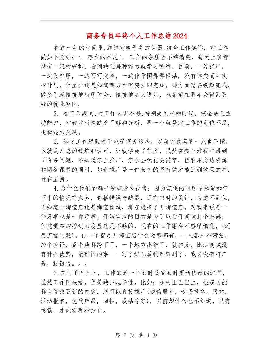 商务专员年终个人工作总结2024_第2页