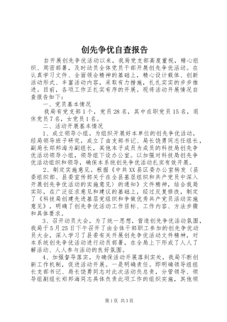 创先争优自查报告