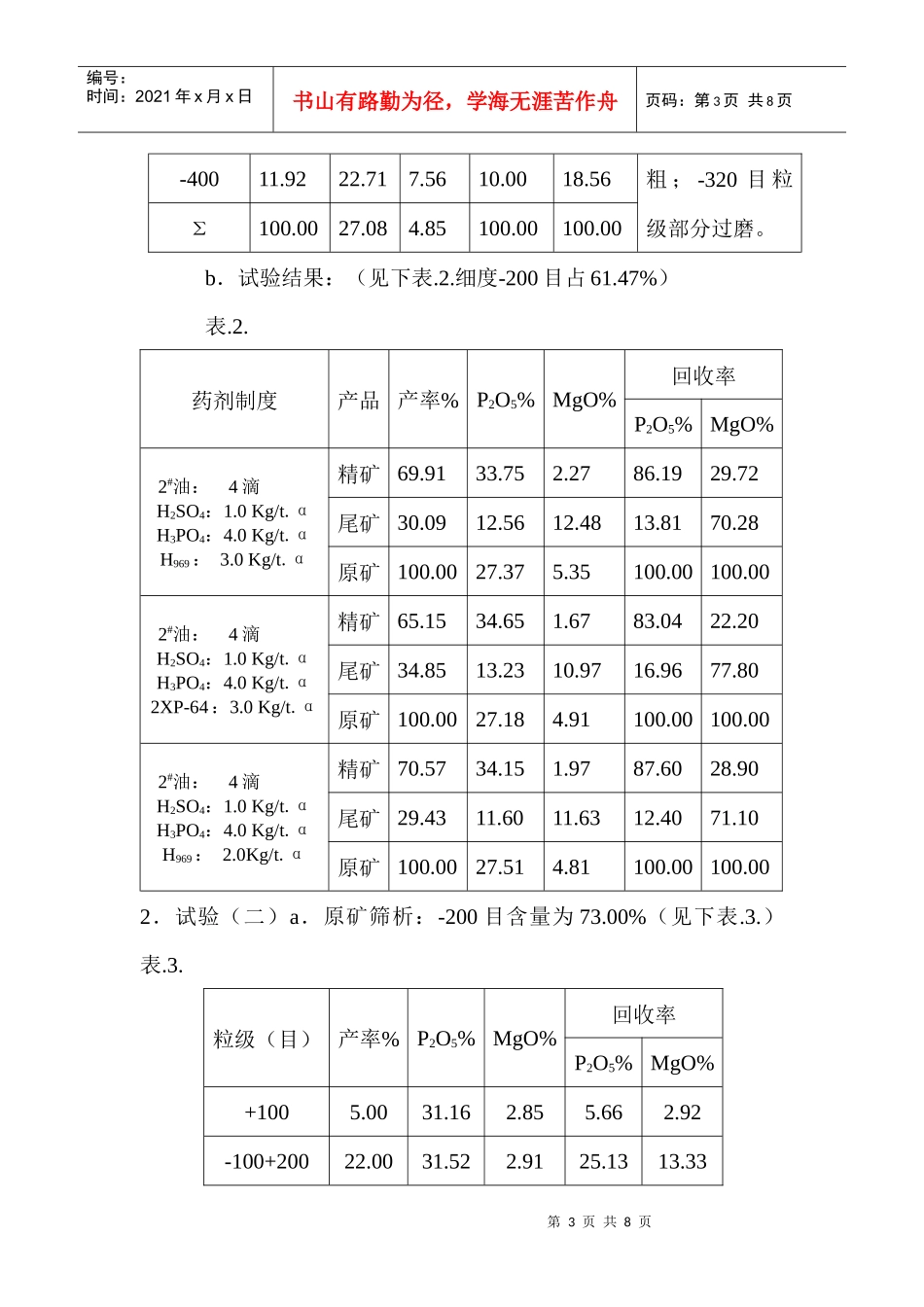 磷矿石反浮选试验方案_第3页