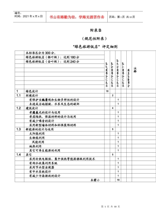 绿色旅游饭店标准 附录B(报告)1