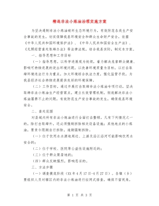 非法小炼油治理实施方案