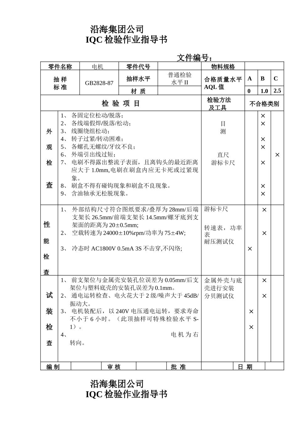 来料检验IQC检验作业指导书(DOC68页)_第1页