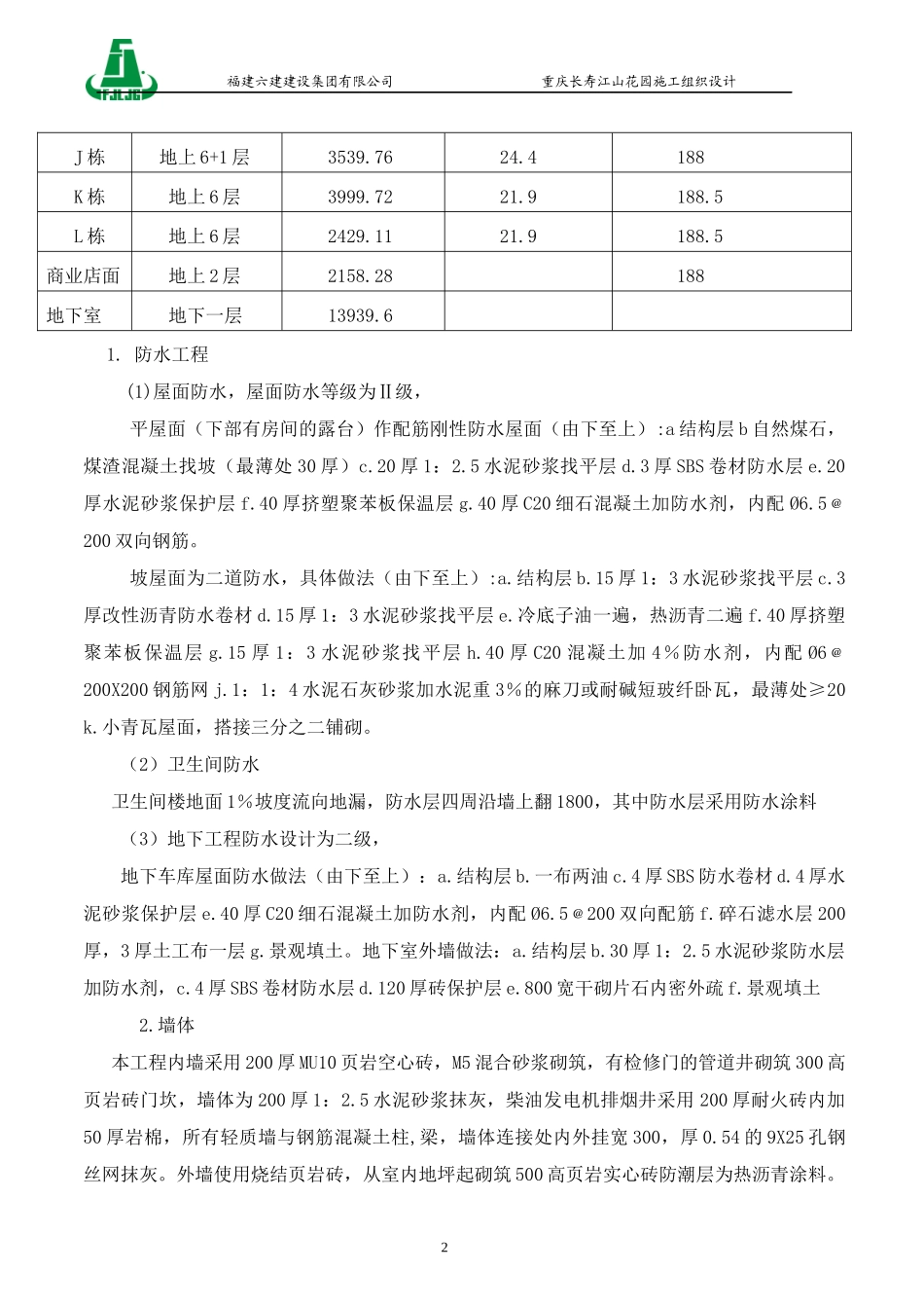 重庆江山花园一期工程施工组织设计_159页_第2页
