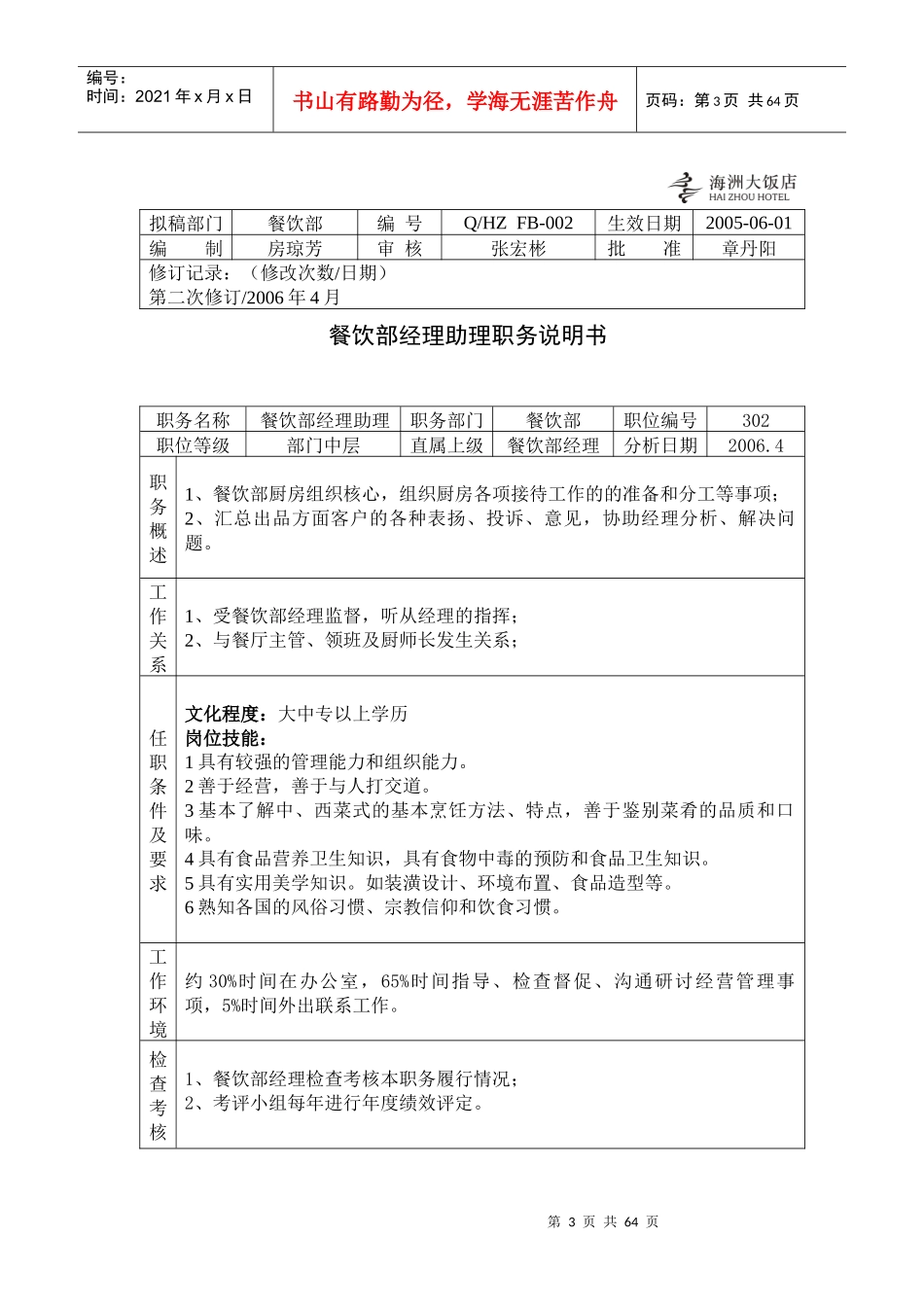 餐饮部职务说明书--asxlb_第3页