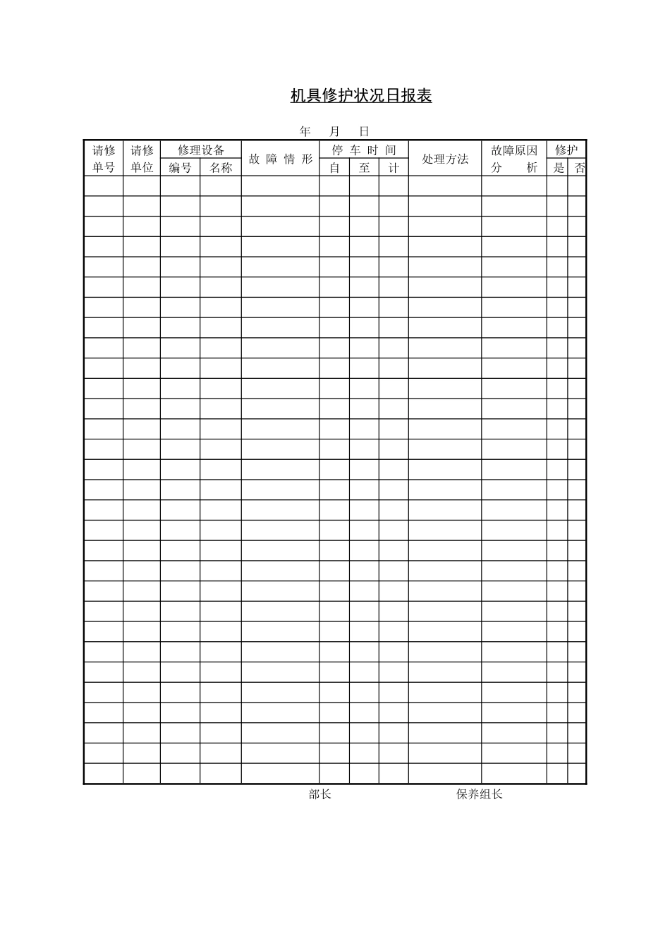 机具修护状况日报表_第1页