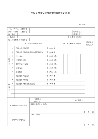 隧道交通通信监控系统检验批记录表
