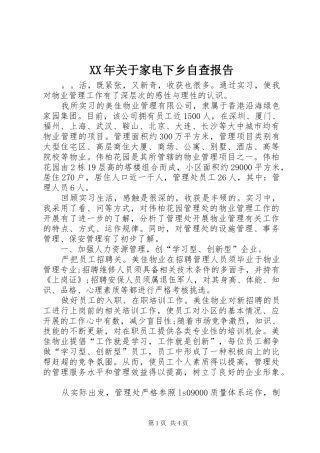 XX年关于家电下乡自查报告
