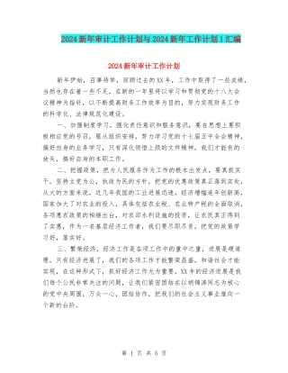 2024新年审计工作计划与2024新年工作计划1汇编
