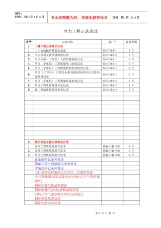 电力工程记录表式
