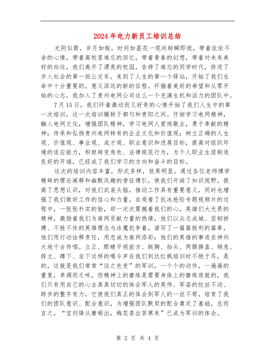 2024年电力新员工培训总结_第2页