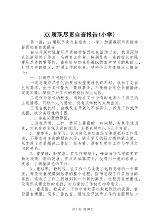 XX履职尽责自查报告(小学)