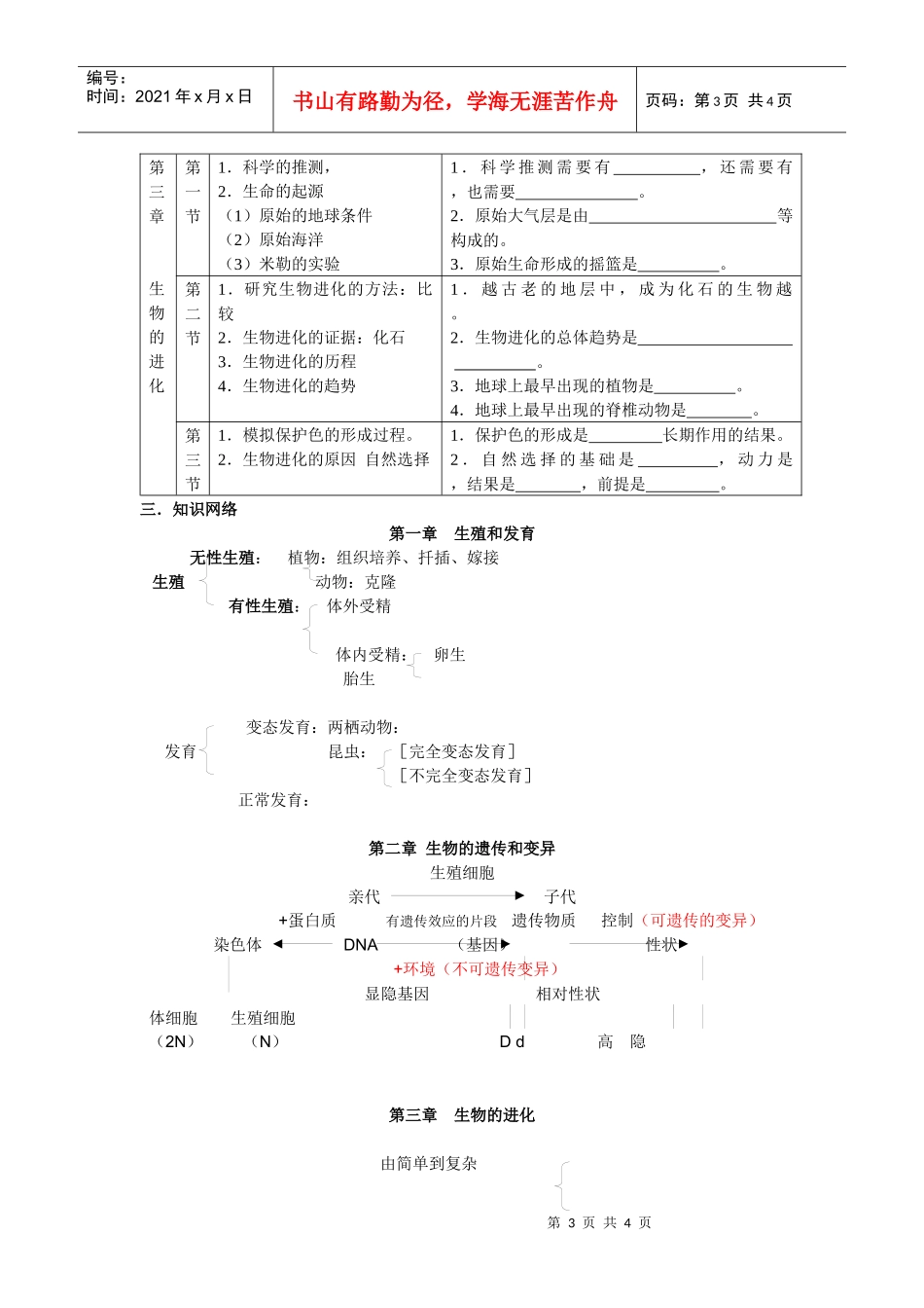 生物圈中生命的延续和发展复习设计-第七单元《生物圈中生命_第3页