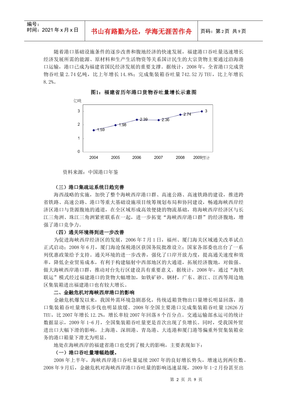 金融危机对海峡西岸港口发展的影响与对策_第2页