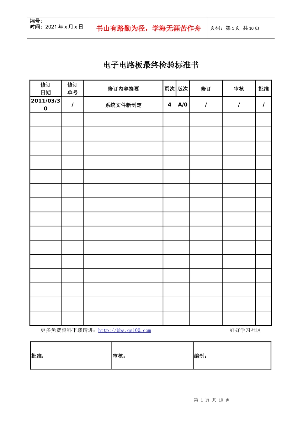 电子电路板最终检验标准书_第1页