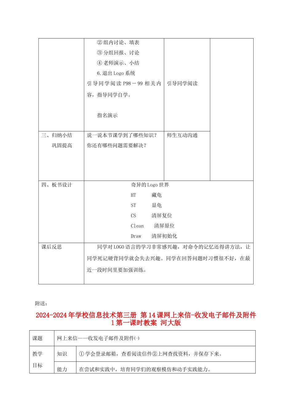2024-2024年小学信息技术第三册-第14课奇妙的LOGO世界教案-北京版_第3页
