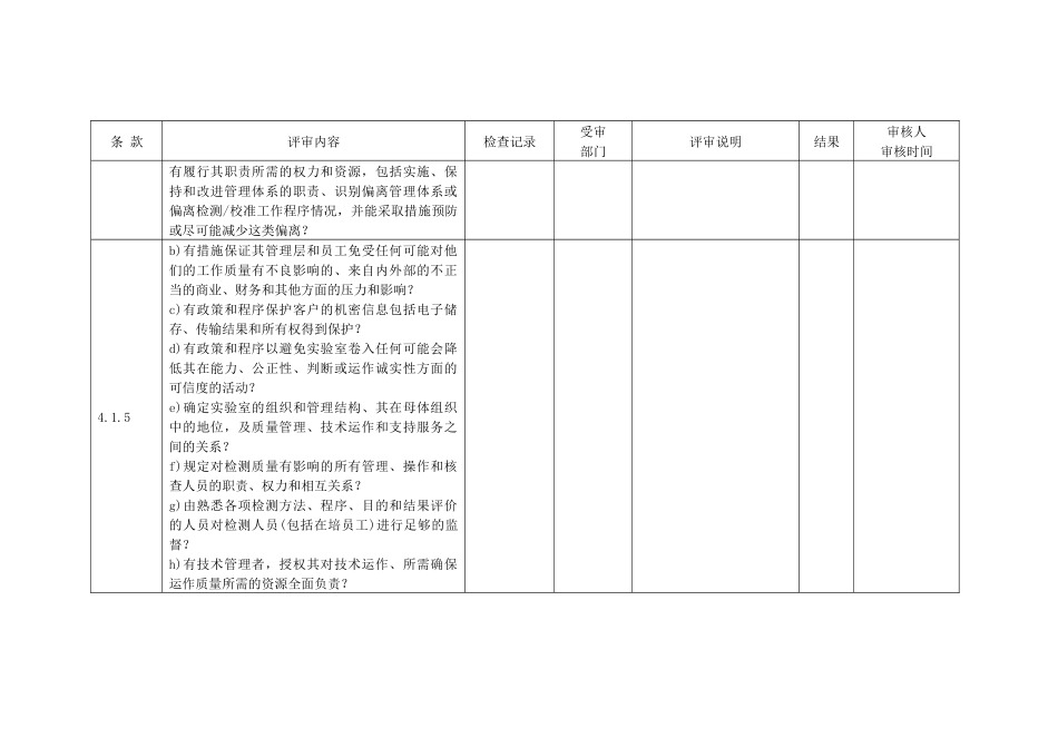 检测和校准试验室能力认可-内审检查记录_第2页