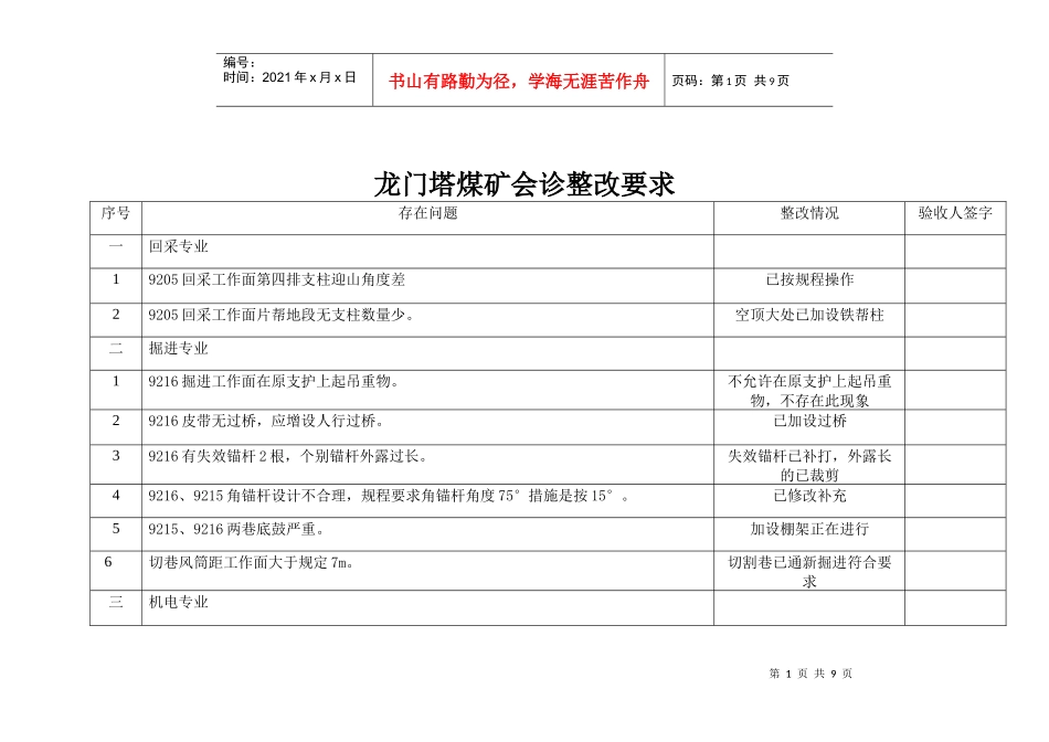 龙门塔煤矿会诊整改要求doc11_第1页