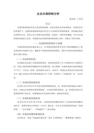企业内部控制分析