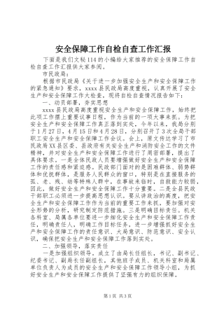 安全保障工作自检自查工作汇报